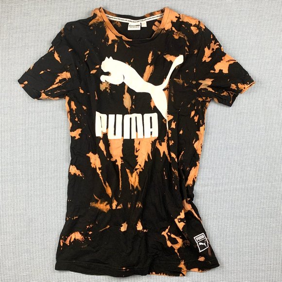 Black Tie Dye T-Shirt / Black PUMA T-Shirt / Medium Puma T-shirt / Hand Dyed Tee - Picture 1 of 3